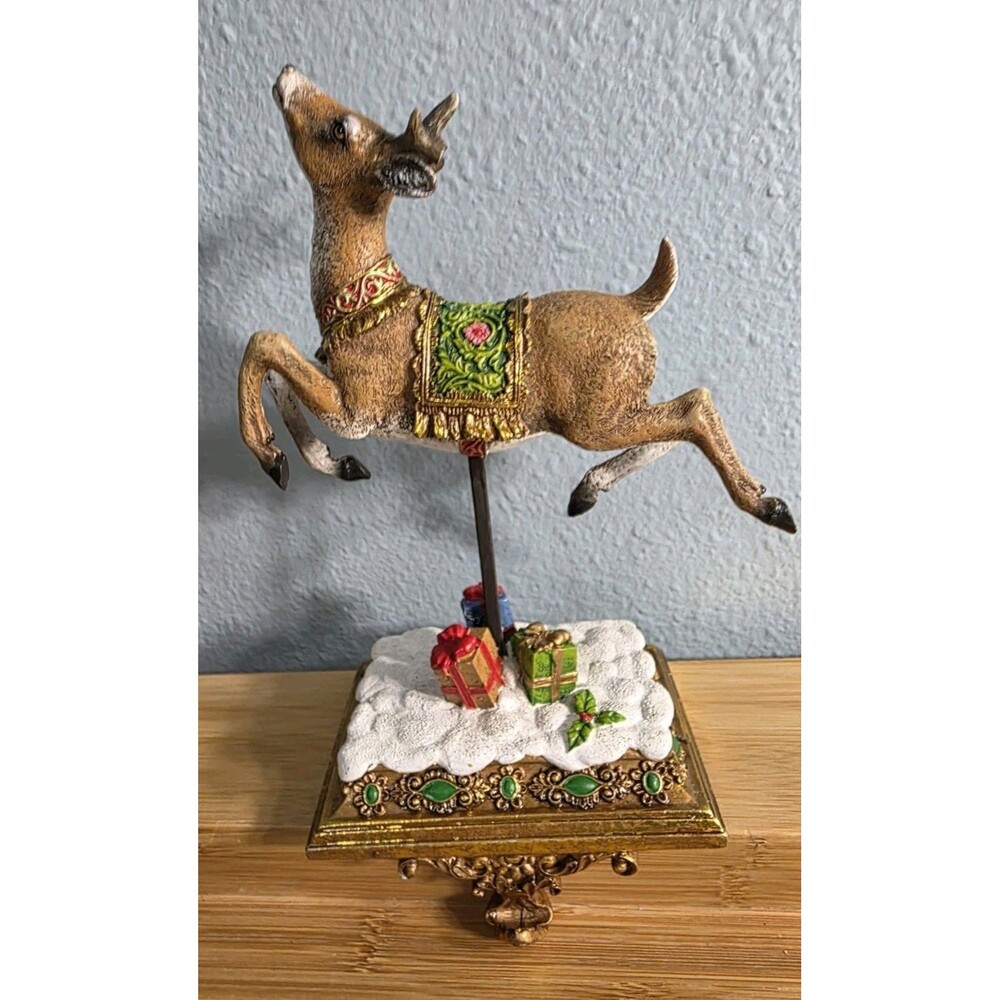 Joseph Studio Reindeer Stocking Holder Figurine Snow Covered Base Gifts  Roman